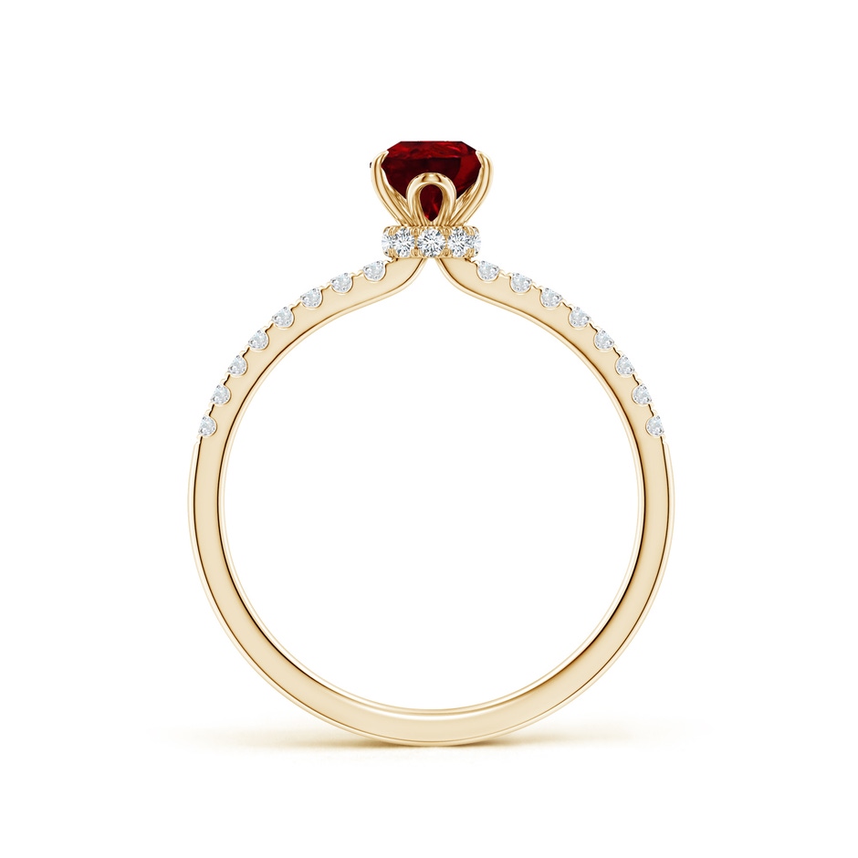 7x5mm AAAA Pear-Shaped Ruby Hidden Halo Engagement Ring in Yellow Gold side 199