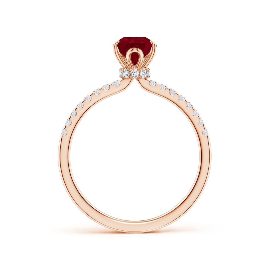 8x6mm AA Pear-Shaped Ruby Hidden Halo Engagement Ring in Rose Gold side 199