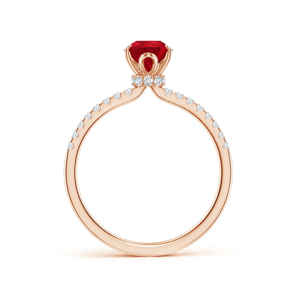 8x6mm AAA Pear-Shaped Ruby Hidden Halo Engagement Ring in Rose Gold side 199