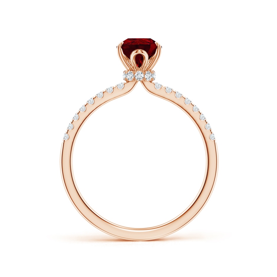 8x6mm AAAA Pear-Shaped Ruby Hidden Halo Engagement Ring in Rose Gold side 199