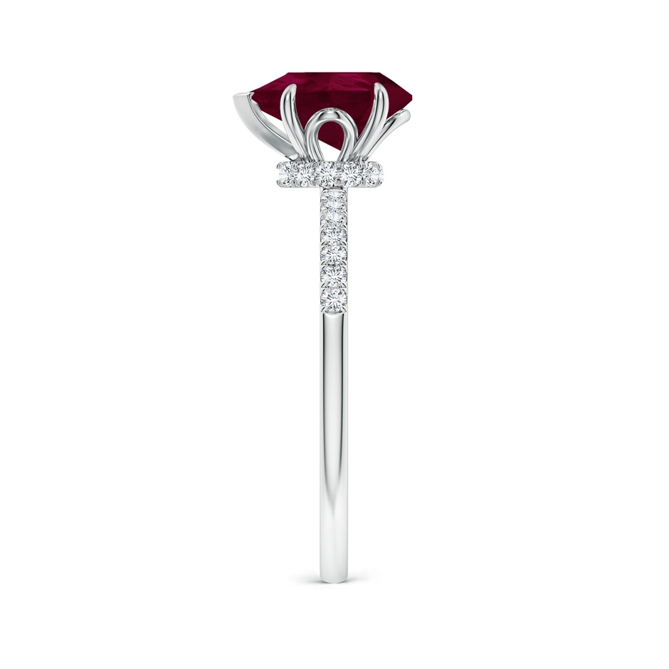 9x7mm A Pear-Shaped Ruby Hidden Halo Engagement Ring in 18K White Gold side 299