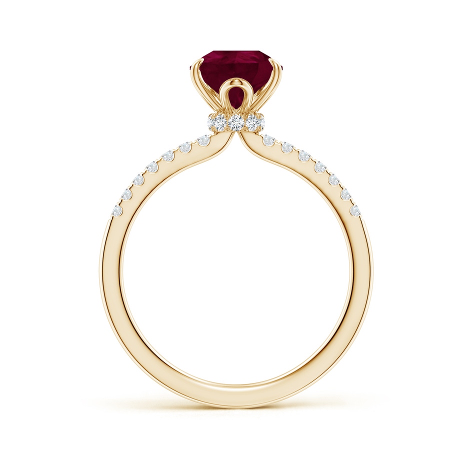 9x7mm A Pear-Shaped Ruby Hidden Halo Engagement Ring in Yellow Gold side 199