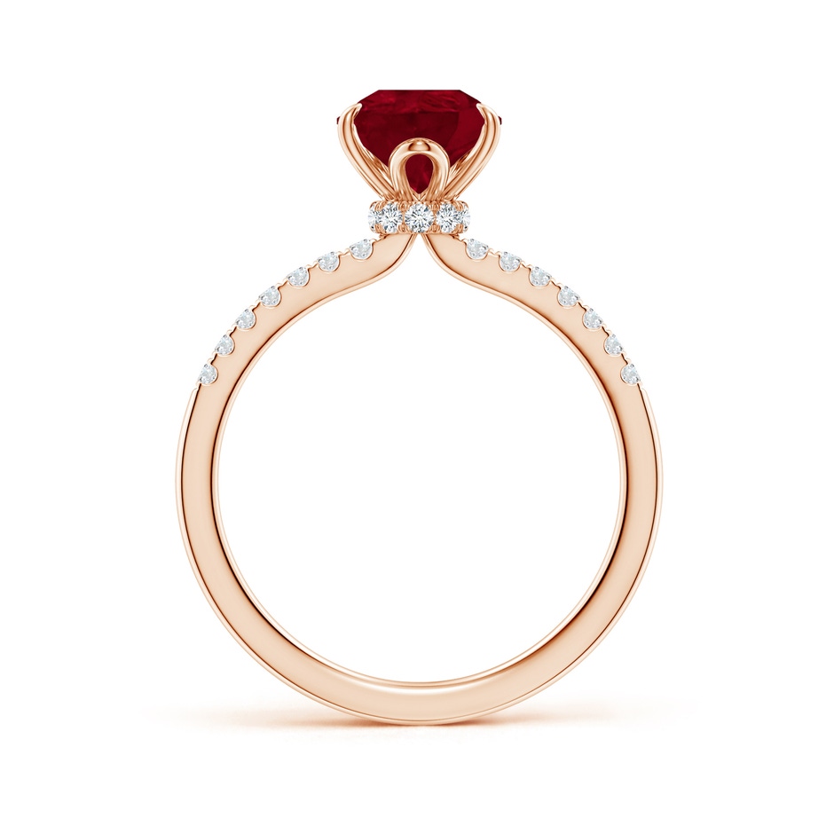 9x7mm AA Pear-Shaped Ruby Hidden Halo Engagement Ring in Rose Gold side 199
