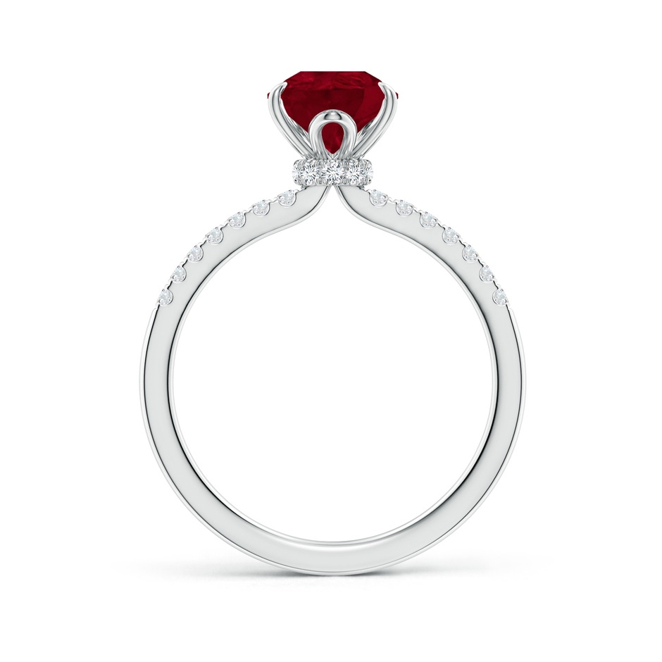 9x7mm AA Pear-Shaped Ruby Hidden Halo Engagement Ring in White Gold side 199