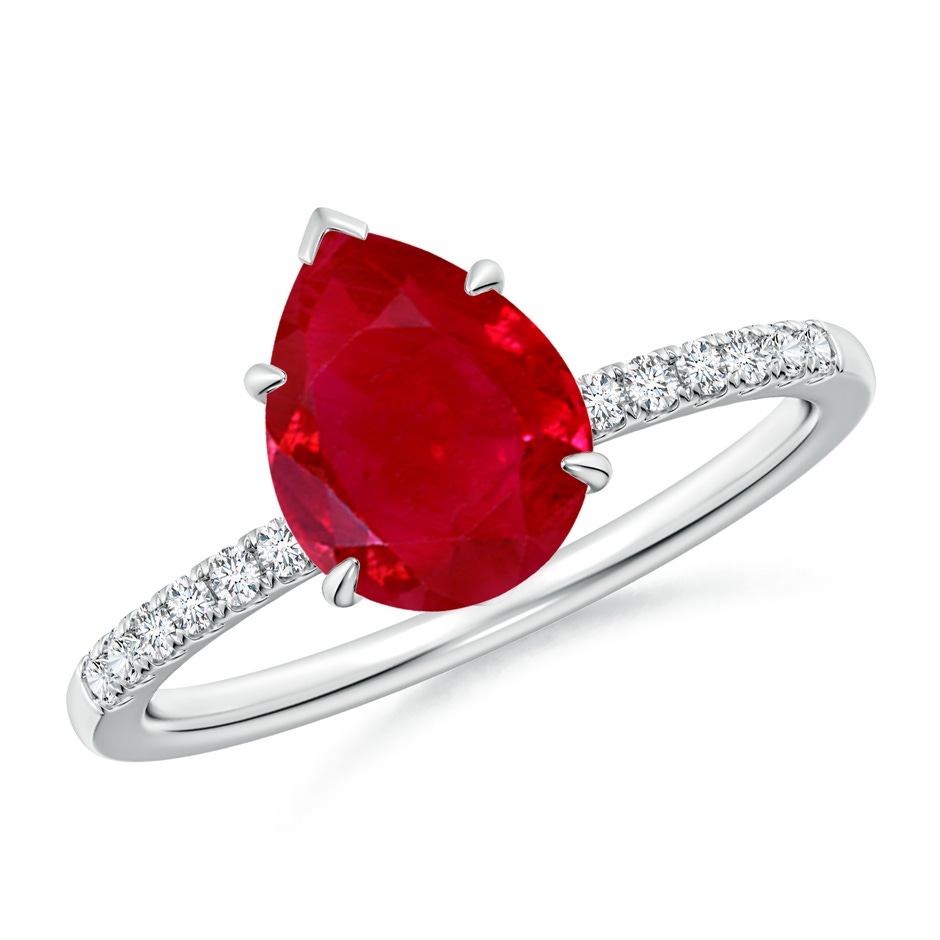 9x7mm AAA Pear-Shaped Ruby Hidden Halo Engagement Ring in P950 Platinum 