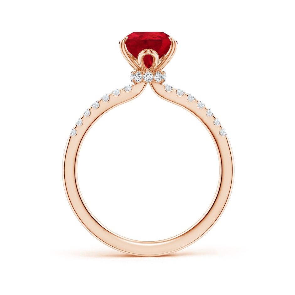 9x7mm AAA Pear-Shaped Ruby Hidden Halo Engagement Ring in Rose Gold side 199