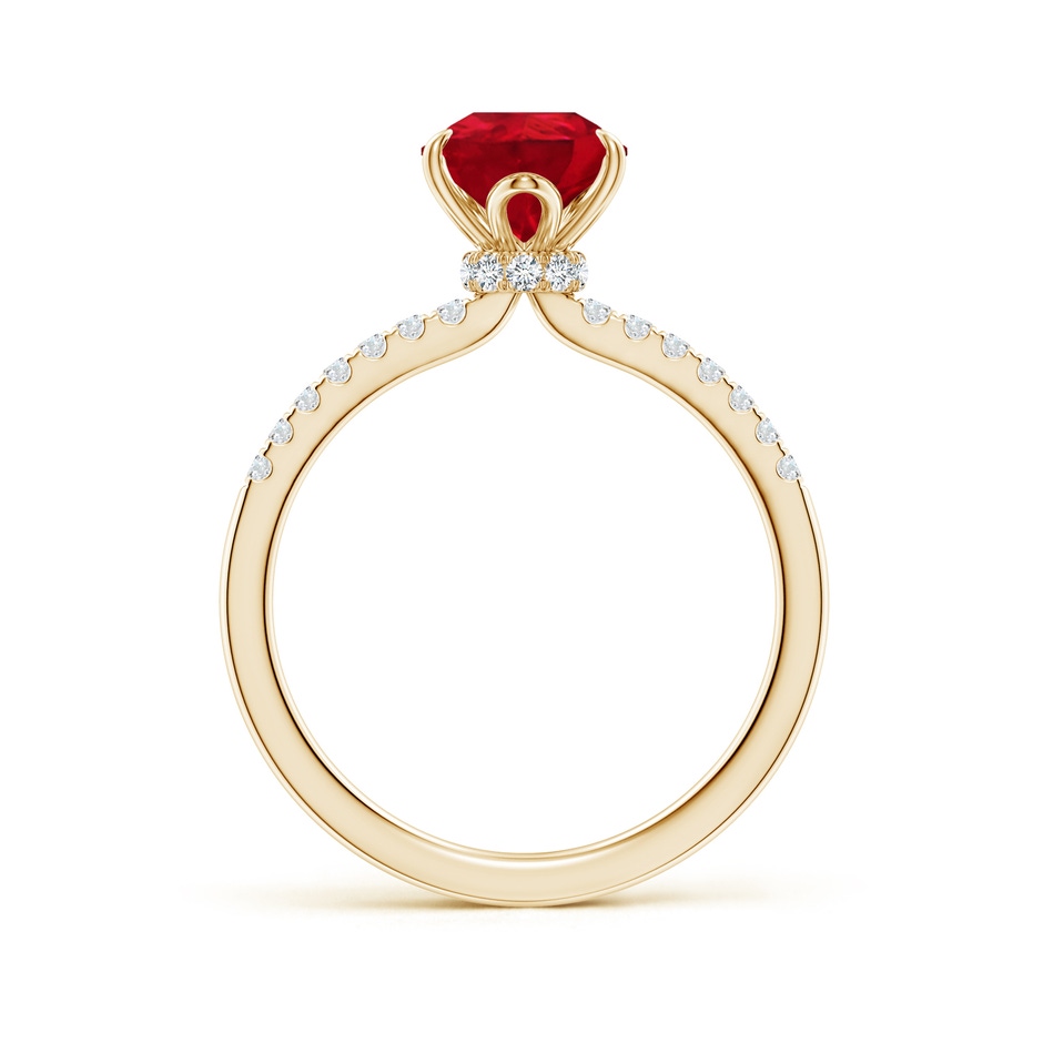 9x7mm AAA Pear-Shaped Ruby Hidden Halo Engagement Ring in Yellow Gold side 199