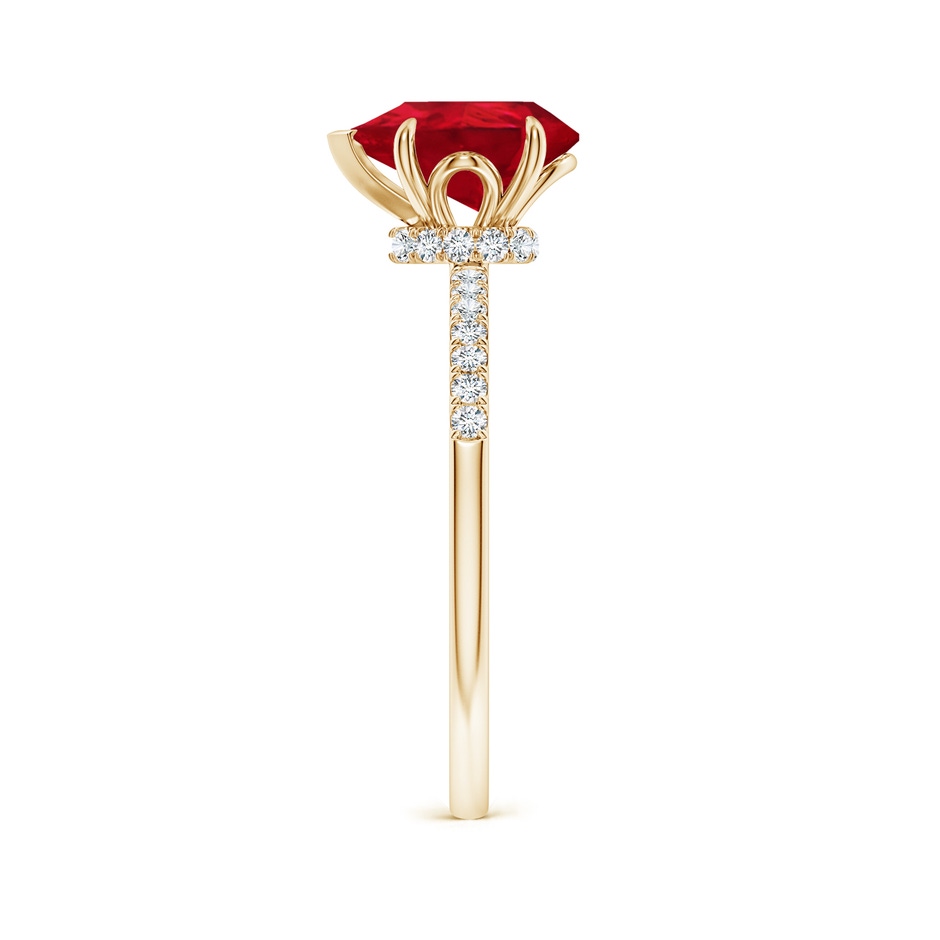 9x7mm AAA Pear-Shaped Ruby Hidden Halo Engagement Ring in Yellow Gold side 299
