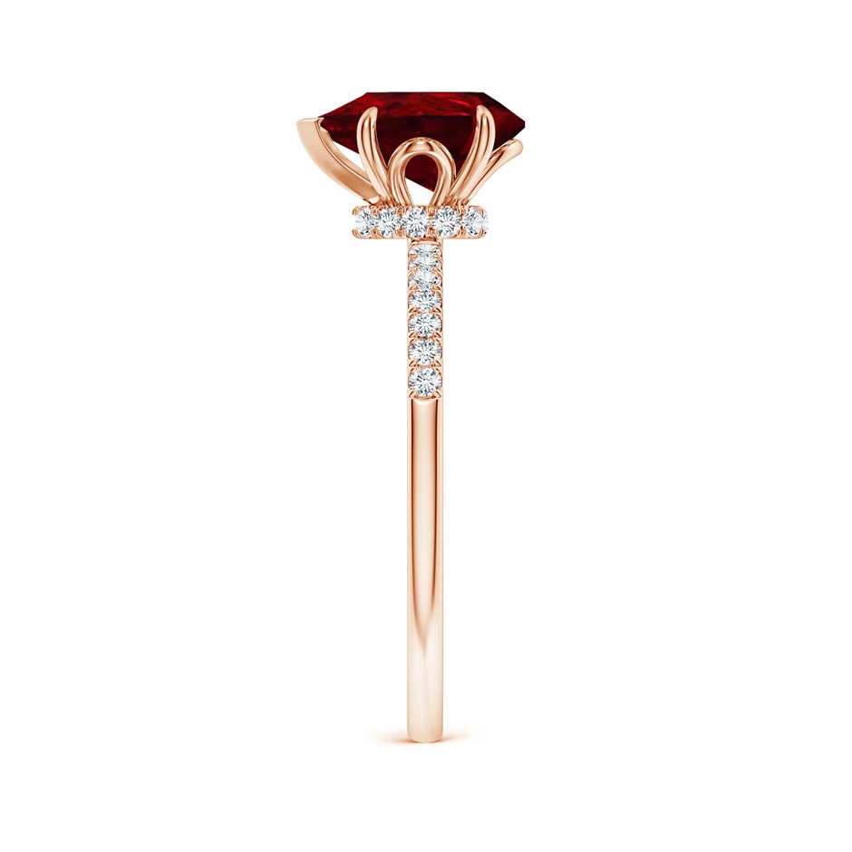 9x7mm AAAA Pear-Shaped Ruby Hidden Halo Engagement Ring in Rose Gold side 299