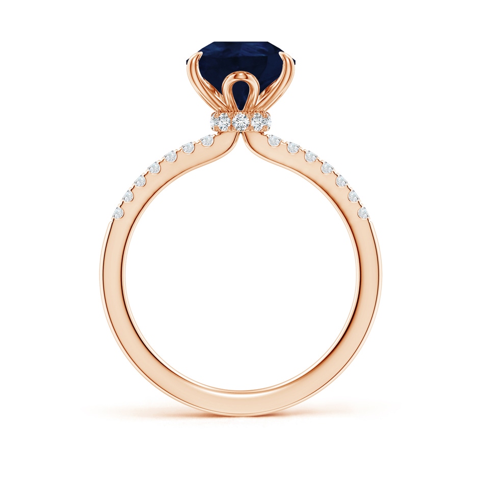 10x8mm A Pear-Shaped Blue Sapphire Hidden Halo Engagement Ring in 18K Rose Gold side 199