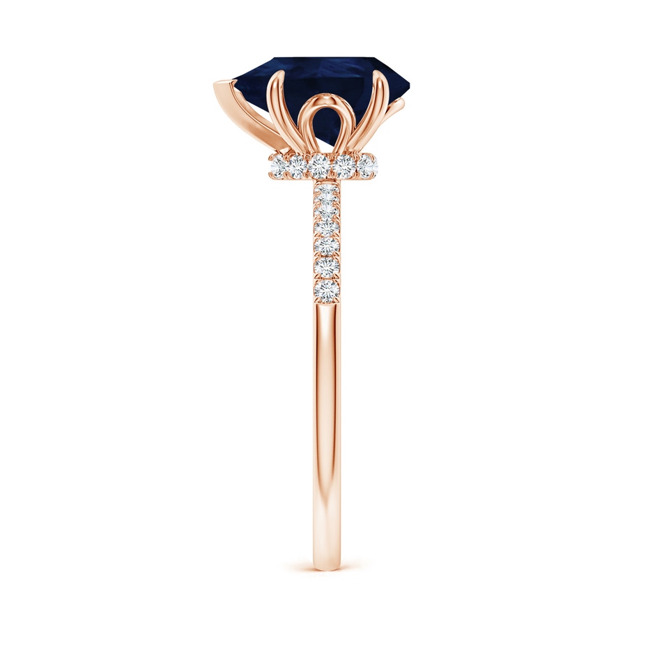 10x8mm A Pear-Shaped Blue Sapphire Hidden Halo Engagement Ring in 18K Rose Gold side 299