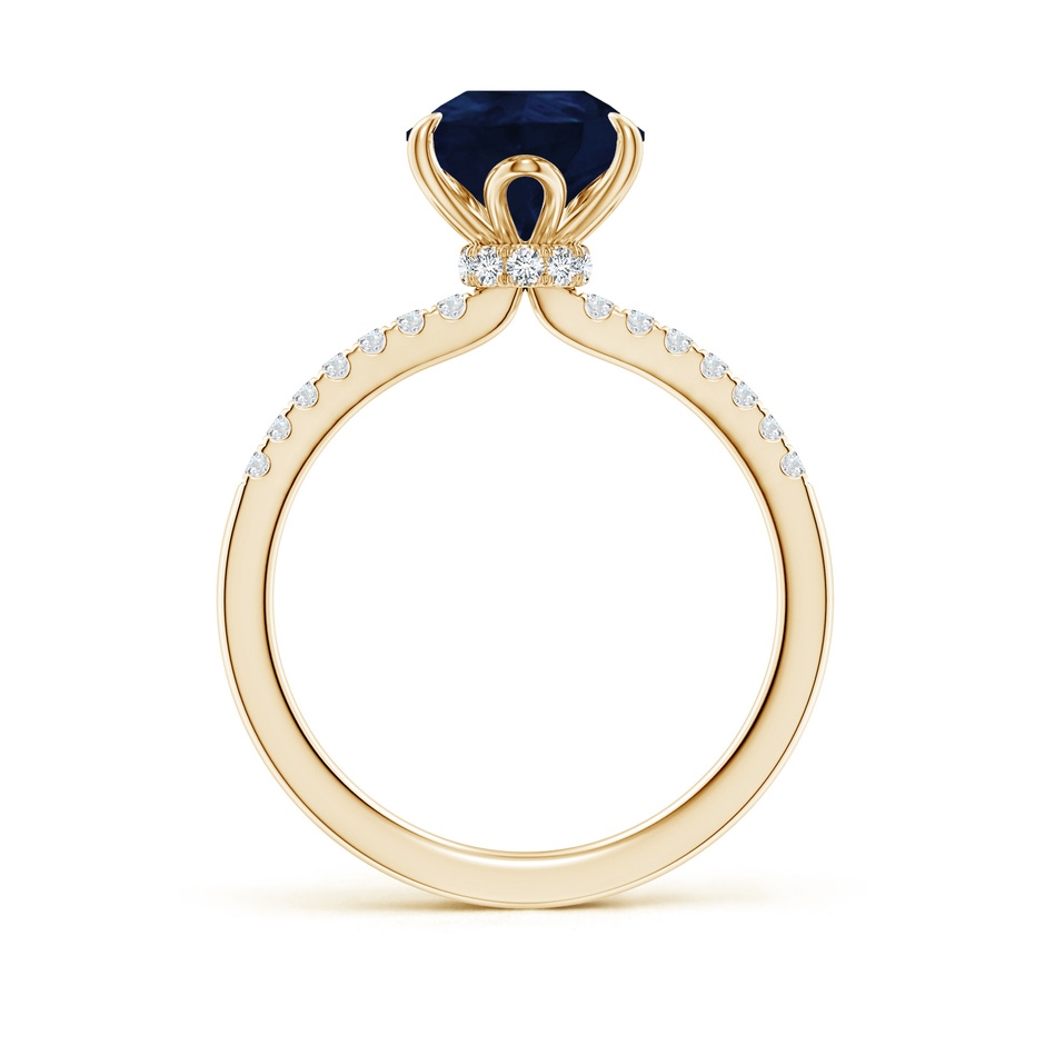 10x8mm A Pear-Shaped Blue Sapphire Hidden Halo Engagement Ring in Yellow Gold side 199