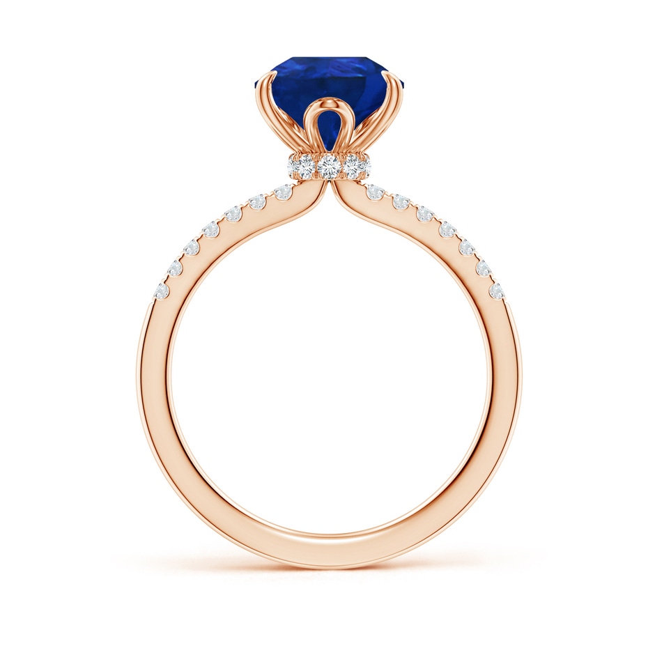 10x8mm AAA Pear-Shaped Blue Sapphire Hidden Halo Engagement Ring in Rose Gold side 199