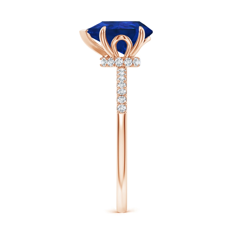 10x8mm AAA Pear-Shaped Blue Sapphire Hidden Halo Engagement Ring in Rose Gold side 299