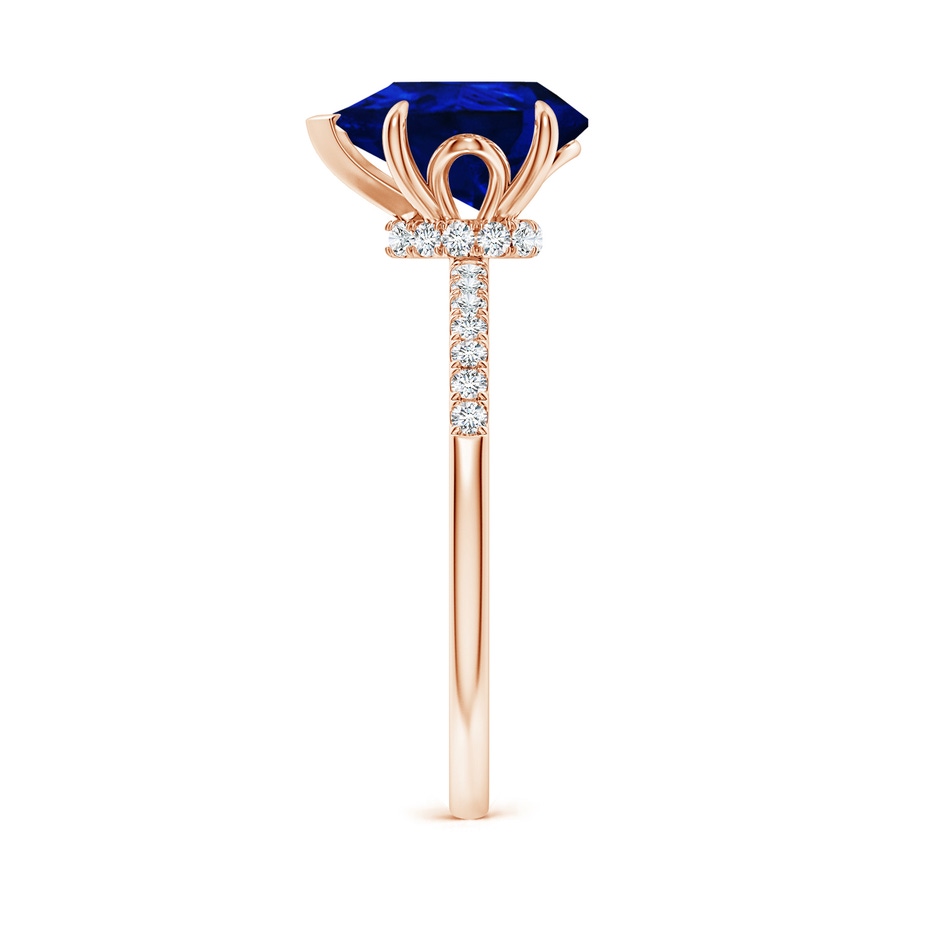 10x8mm Lab-Grown Pear-Shaped Blue Sapphire Hidden Halo Engagement Ring in 18K Rose Gold side 299