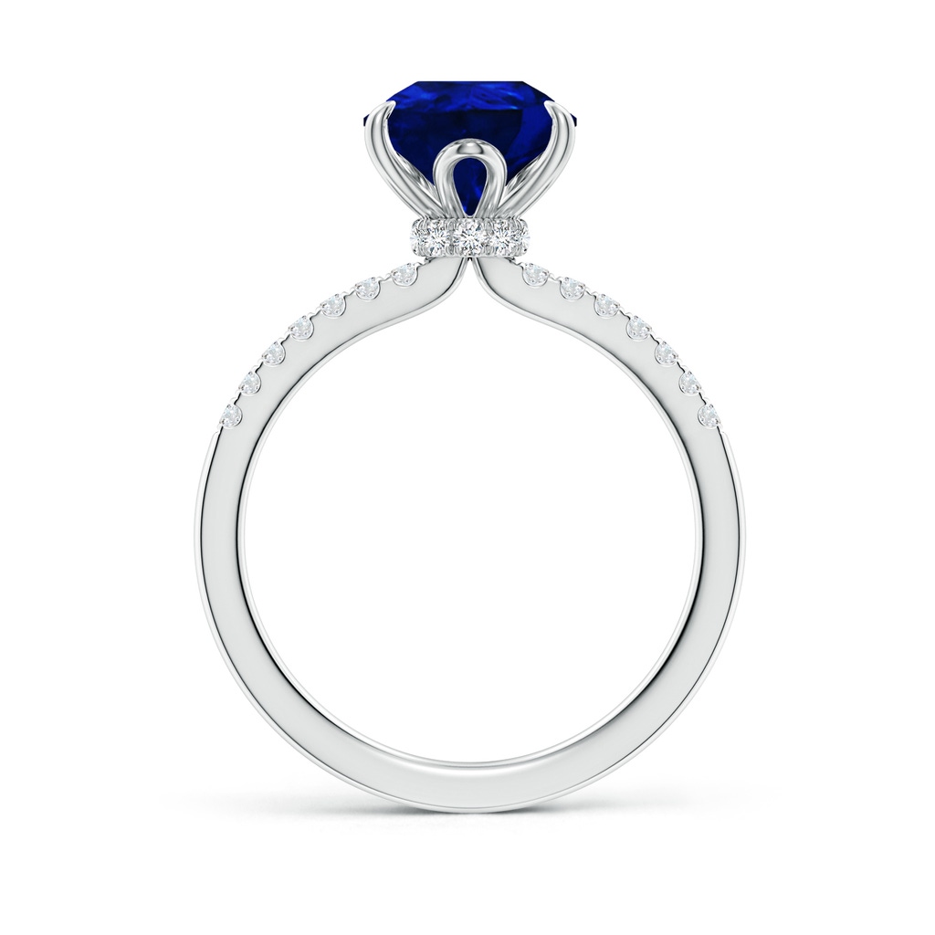 10x8mm Lab-Grown Pear-Shaped Blue Sapphire Hidden Halo Engagement Ring in 18K White Gold - side 199
