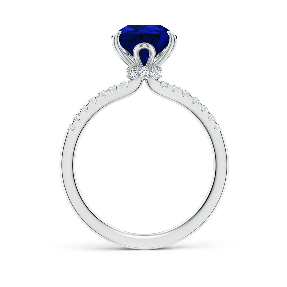 10x8mm Lab-Grown Pear-Shaped Blue Sapphire Hidden Halo Engagement Ring in 18K White Gold side 199