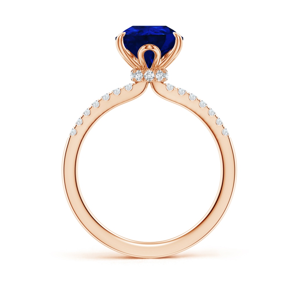 10x8mm Lab-Grown Pear-Shaped Blue Sapphire Hidden Halo Engagement Ring in Rose Gold - side 199