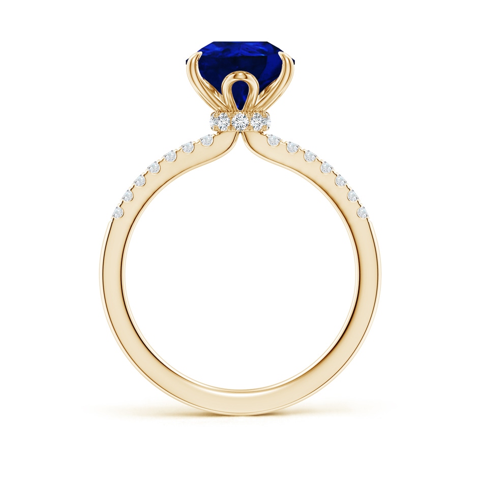 10x8mm Lab-Grown Pear-Shaped Blue Sapphire Hidden Halo Engagement Ring in Yellow Gold side 199