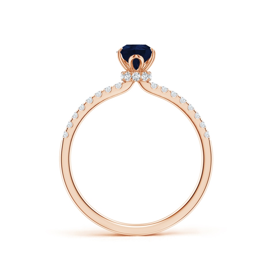 7x5mm A Pear-Shaped Blue Sapphire Hidden Halo Engagement Ring in Rose Gold side 199