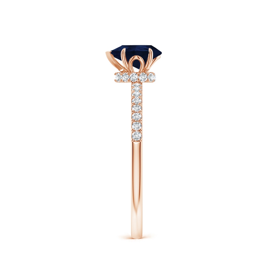 7x5mm A Pear-Shaped Blue Sapphire Hidden Halo Engagement Ring in Rose Gold side 299