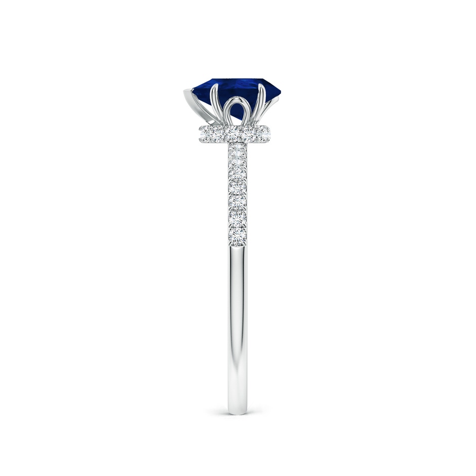 7x5mm AA Pear-Shaped Blue Sapphire Hidden Halo Engagement Ring in White Gold side 299