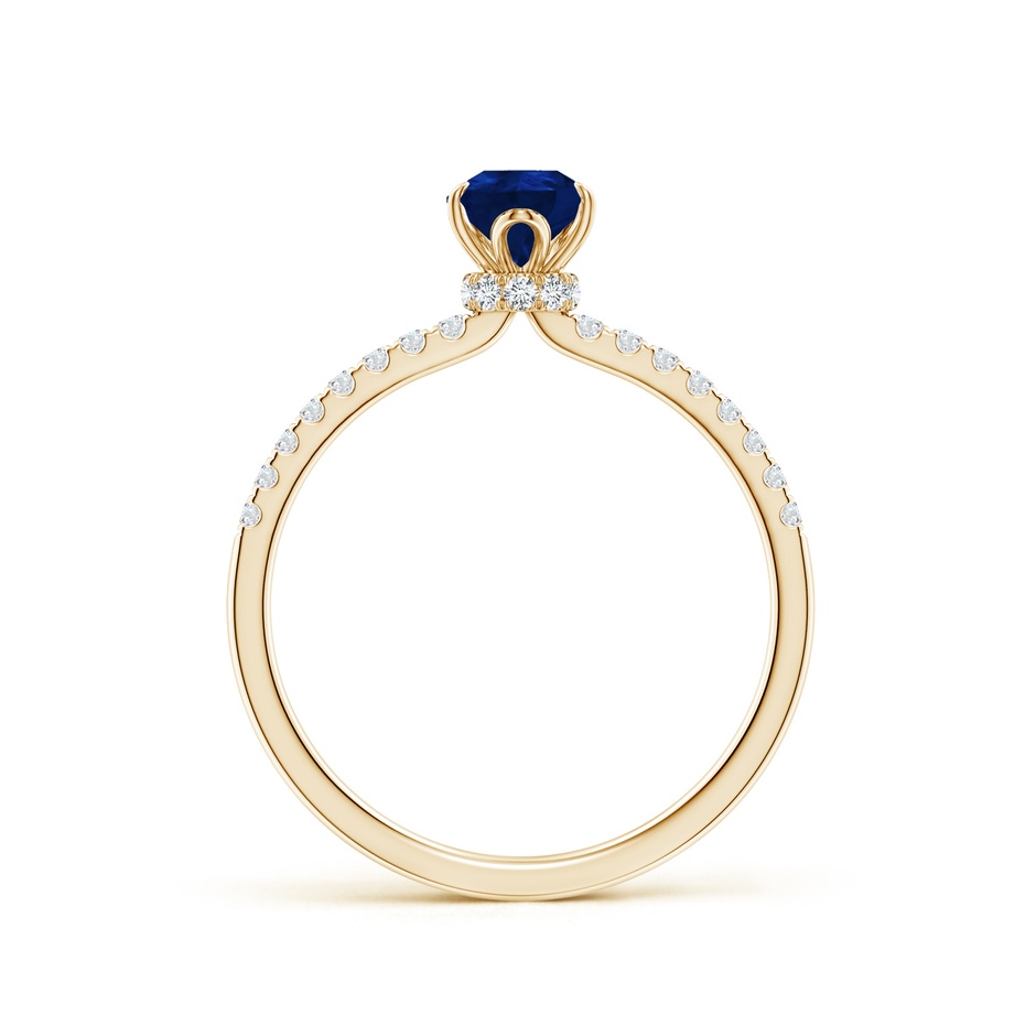 7x5mm AA Pear-Shaped Blue Sapphire Hidden Halo Engagement Ring in Yellow Gold side 199