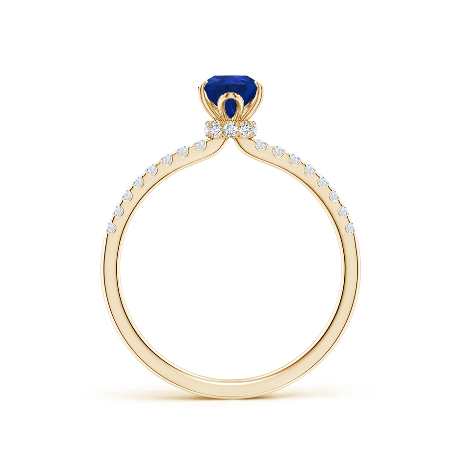 7x5mm AAA Pear-Shaped Blue Sapphire Hidden Halo Engagement Ring in Yellow Gold side 199