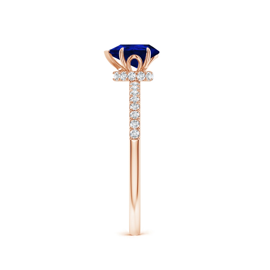 7x5mm Lab-Grown Pear-Shaped Blue Sapphire Hidden Halo Engagement Ring in Rose Gold side 299