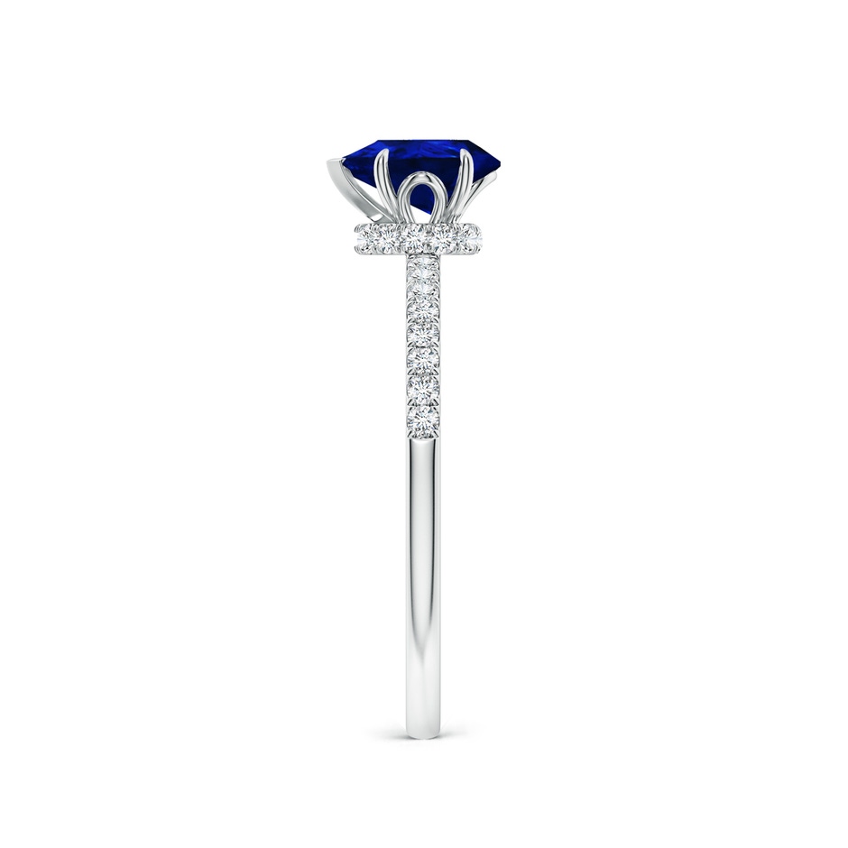 7x5mm AAAA Pear-Shaped Blue Sapphire Hidden Halo Engagement Ring in White Gold side 299
