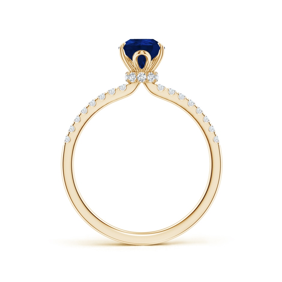 8x6mm AA Pear-Shaped Blue Sapphire Hidden Halo Engagement Ring in Yellow Gold side 199