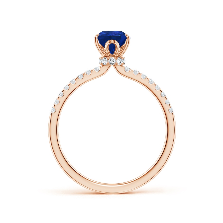 8x6mm AAA Pear-Shaped Blue Sapphire Hidden Halo Engagement Ring in Rose Gold side 199