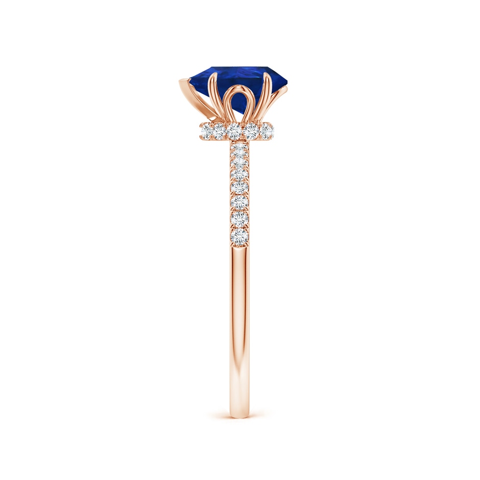 8x6mm AAA Pear-Shaped Blue Sapphire Hidden Halo Engagement Ring in Rose Gold side 299