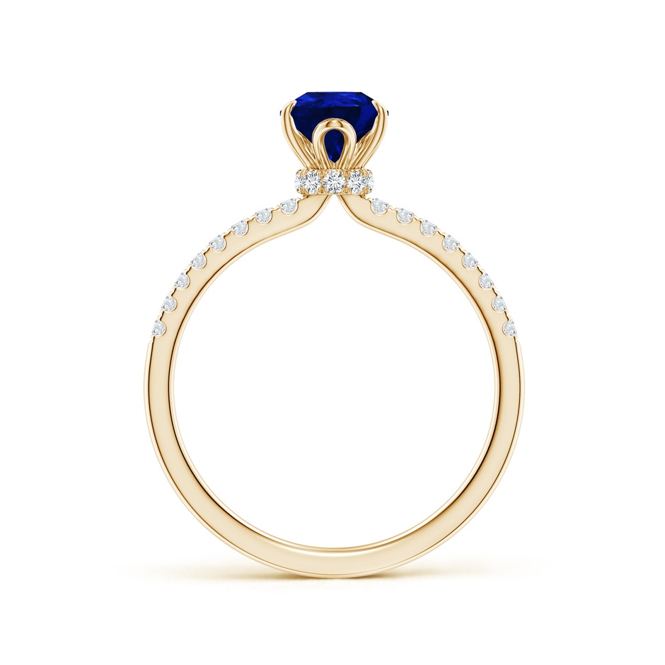 8x6mm AAAA Pear-Shaped Blue Sapphire Hidden Halo Engagement Ring in Yellow Gold side 199