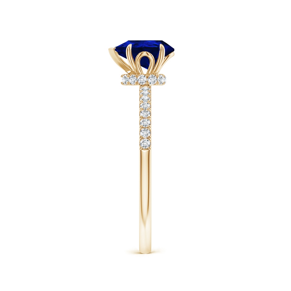 8x6mm AAAA Pear-Shaped Blue Sapphire Hidden Halo Engagement Ring in Yellow Gold side 299