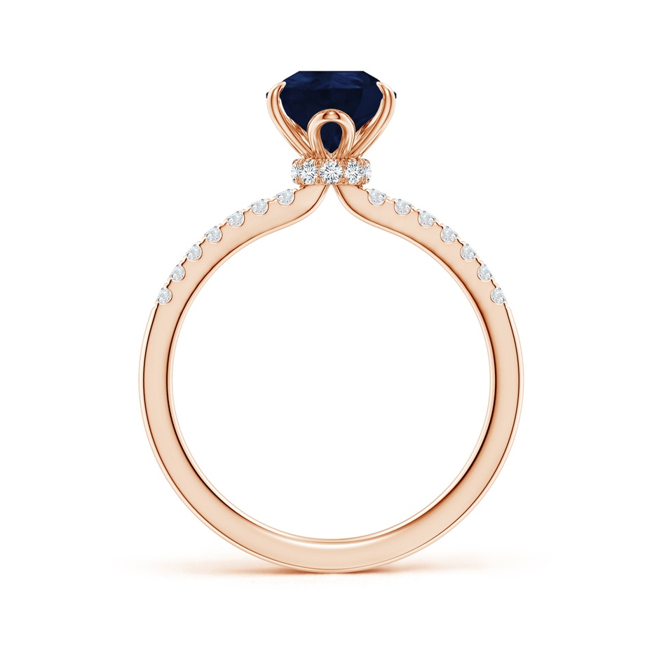 9x7mm A Pear-Shaped Blue Sapphire Hidden Halo Engagement Ring in Rose Gold side 199