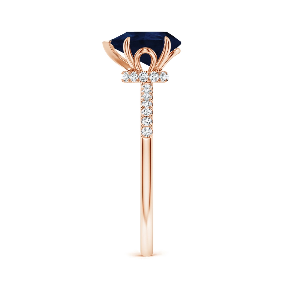 9x7mm A Pear-Shaped Blue Sapphire Hidden Halo Engagement Ring in Rose Gold side 299
