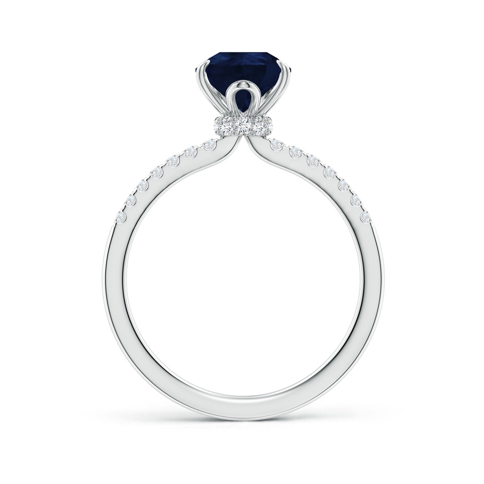 9x7mm A Pear-Shaped Blue Sapphire Hidden Halo Engagement Ring in White Gold side 199