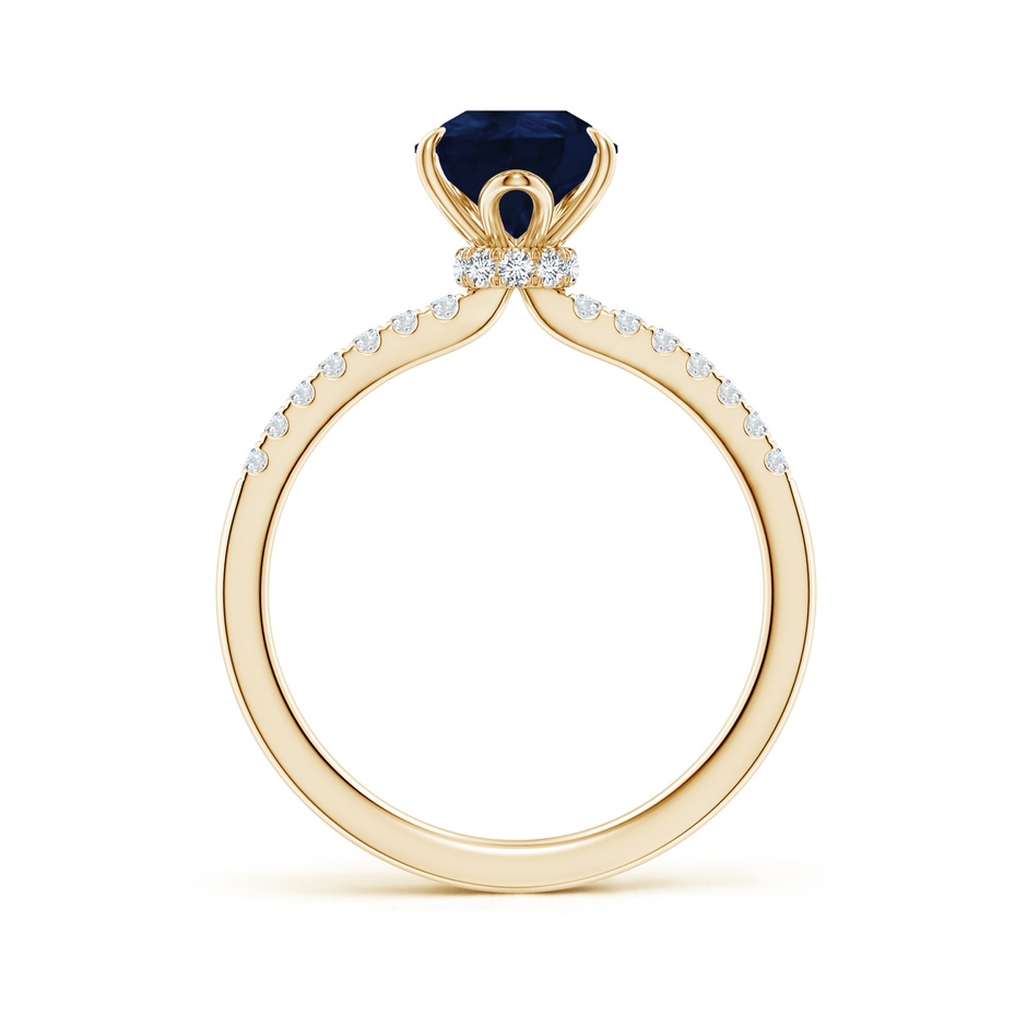 9x7mm A Pear-Shaped Blue Sapphire Hidden Halo Engagement Ring in Yellow Gold side 199