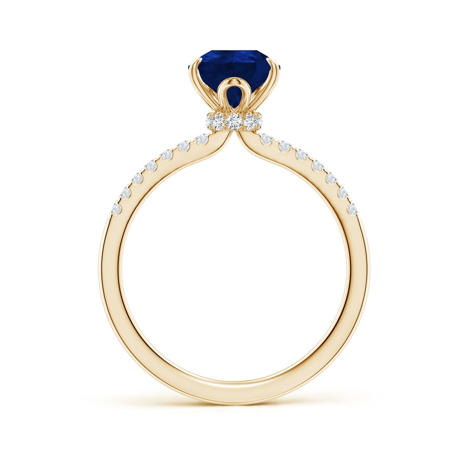 9x7mm AA Pear-Shaped Blue Sapphire Hidden Halo Engagement Ring in 18K Yellow Gold side 199