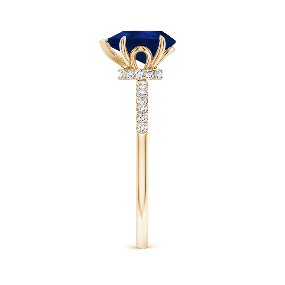 9x7mm AA Pear-Shaped Blue Sapphire Hidden Halo Engagement Ring in 18K Yellow Gold side 299