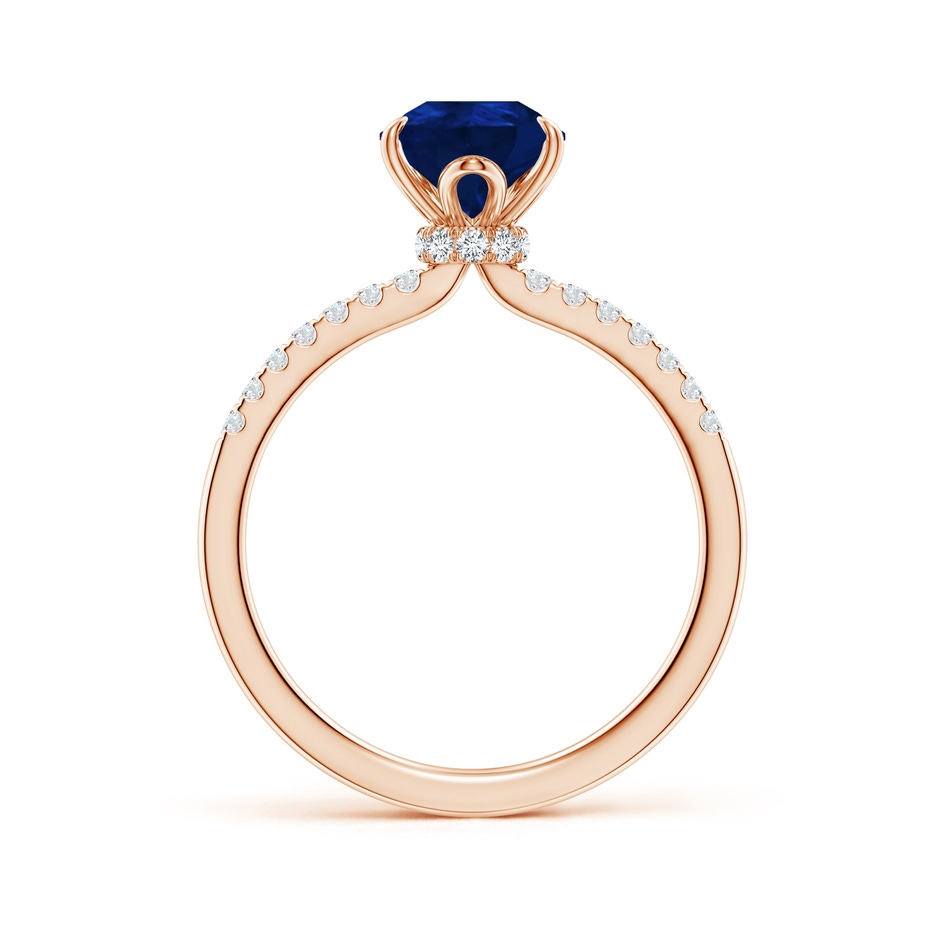 9x7mm AA Pear-Shaped Blue Sapphire Hidden Halo Engagement Ring in Rose Gold side 199