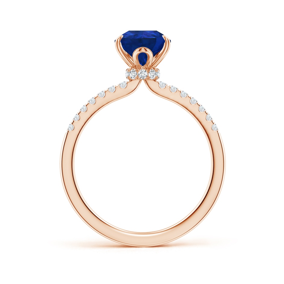 9x7mm AAA Pear-Shaped Blue Sapphire Hidden Halo Engagement Ring in 18K Rose Gold side 199