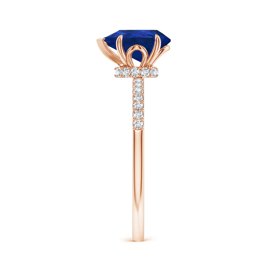 9x7mm AAA Pear-Shaped Blue Sapphire Hidden Halo Engagement Ring in 18K Rose Gold side 299