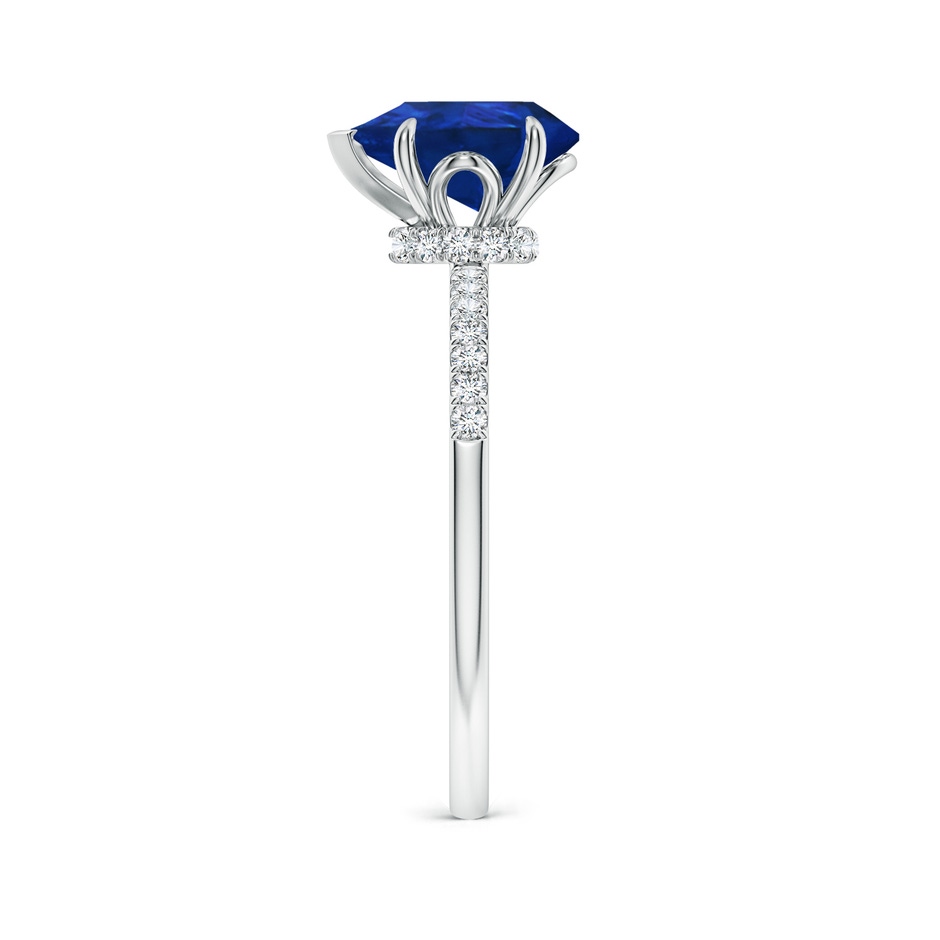 9x7mm AAA Pear-Shaped Blue Sapphire Hidden Halo Engagement Ring in P950 Platinum side 299