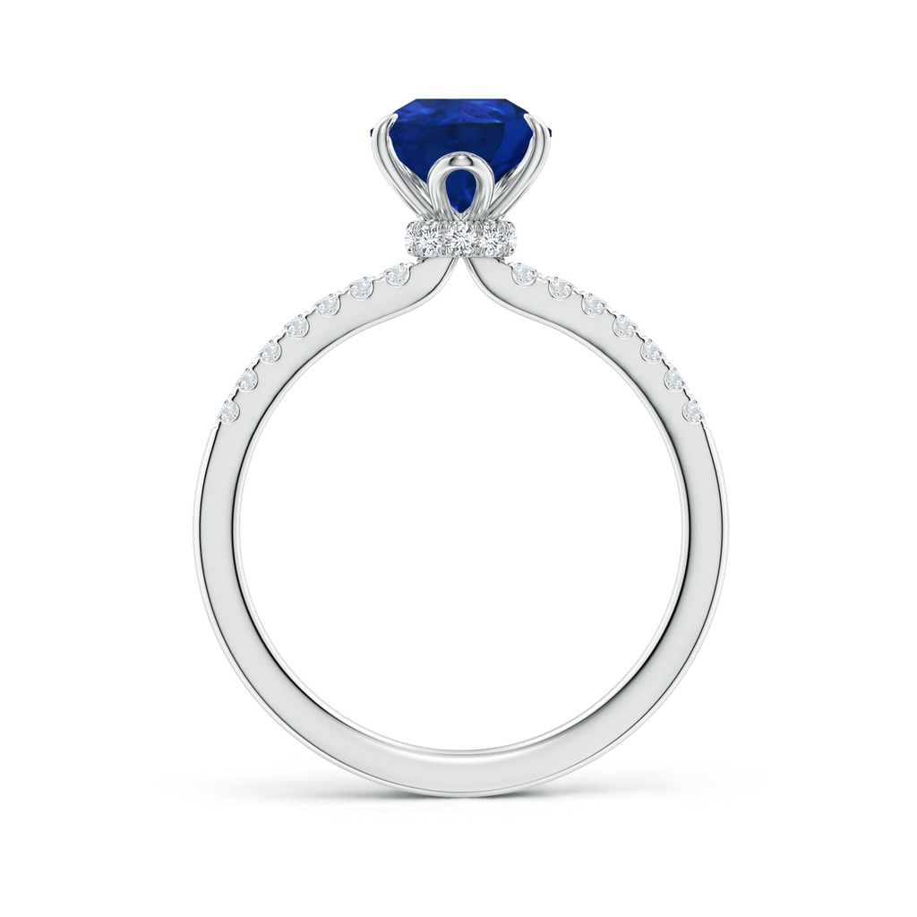 9x7mm AAA Pear-Shaped Blue Sapphire Hidden Halo Engagement Ring in White Gold - side 199