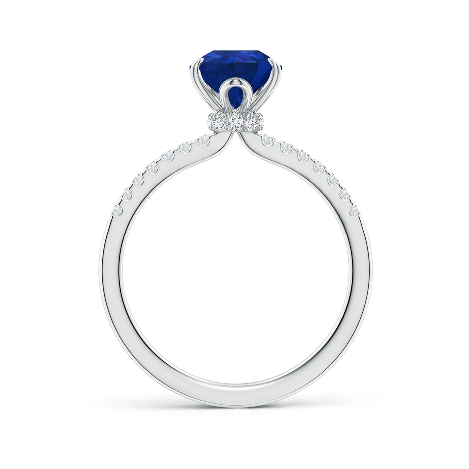 9x7mm AAA Pear-Shaped Blue Sapphire Hidden Halo Engagement Ring in White Gold side 199