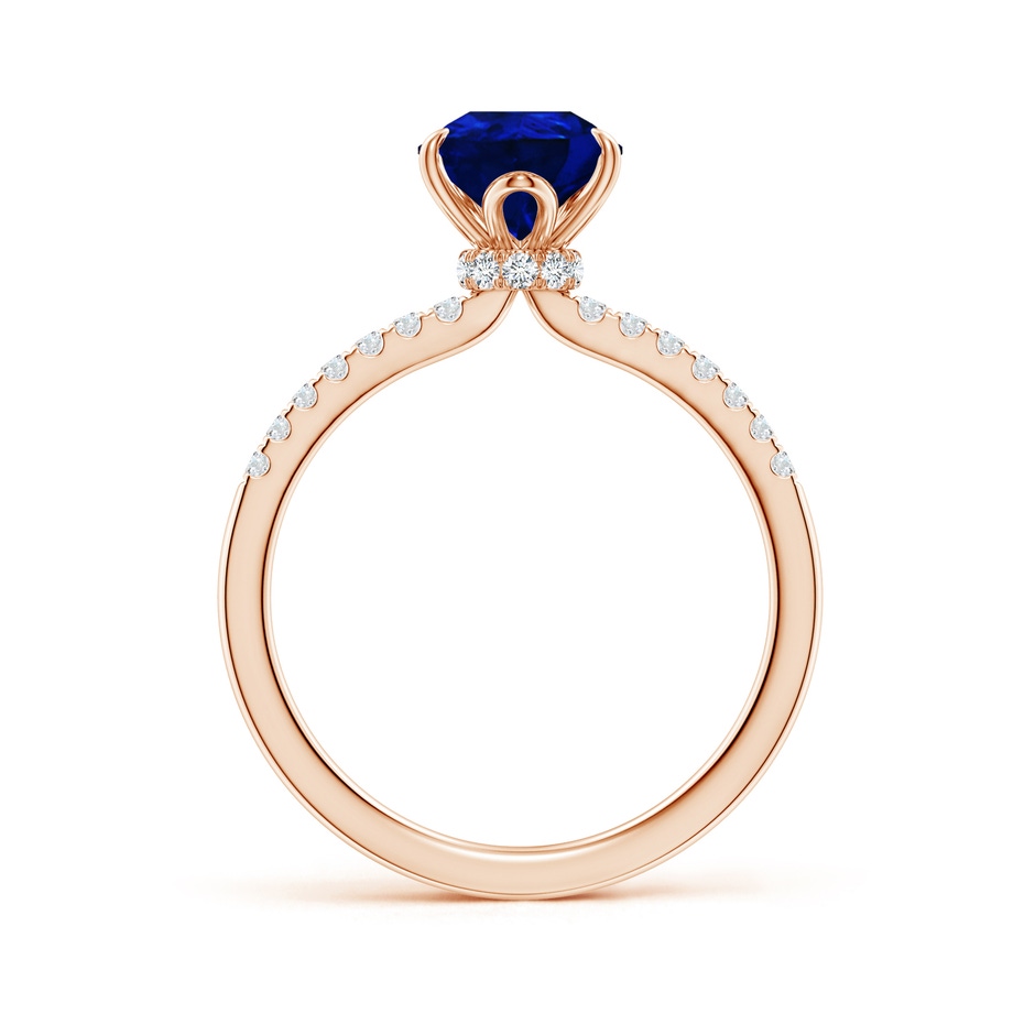 9x7mm AAAA Pear-Shaped Blue Sapphire Hidden Halo Engagement Ring in Rose Gold side 199