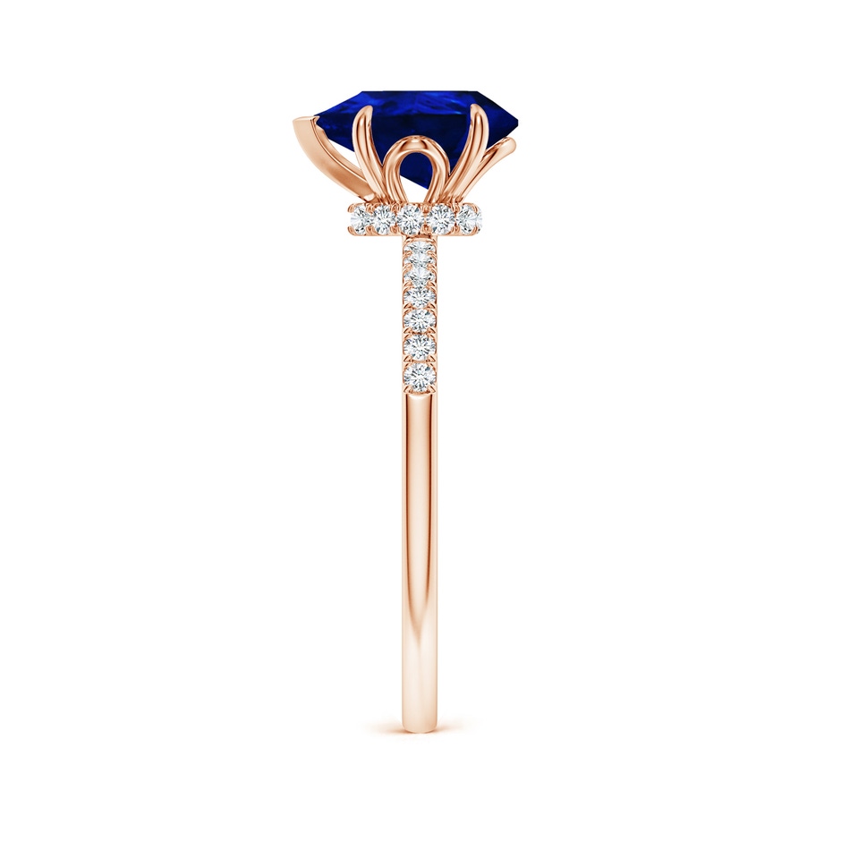 9x7mm AAAA Pear-Shaped Blue Sapphire Hidden Halo Engagement Ring in Rose Gold side 299