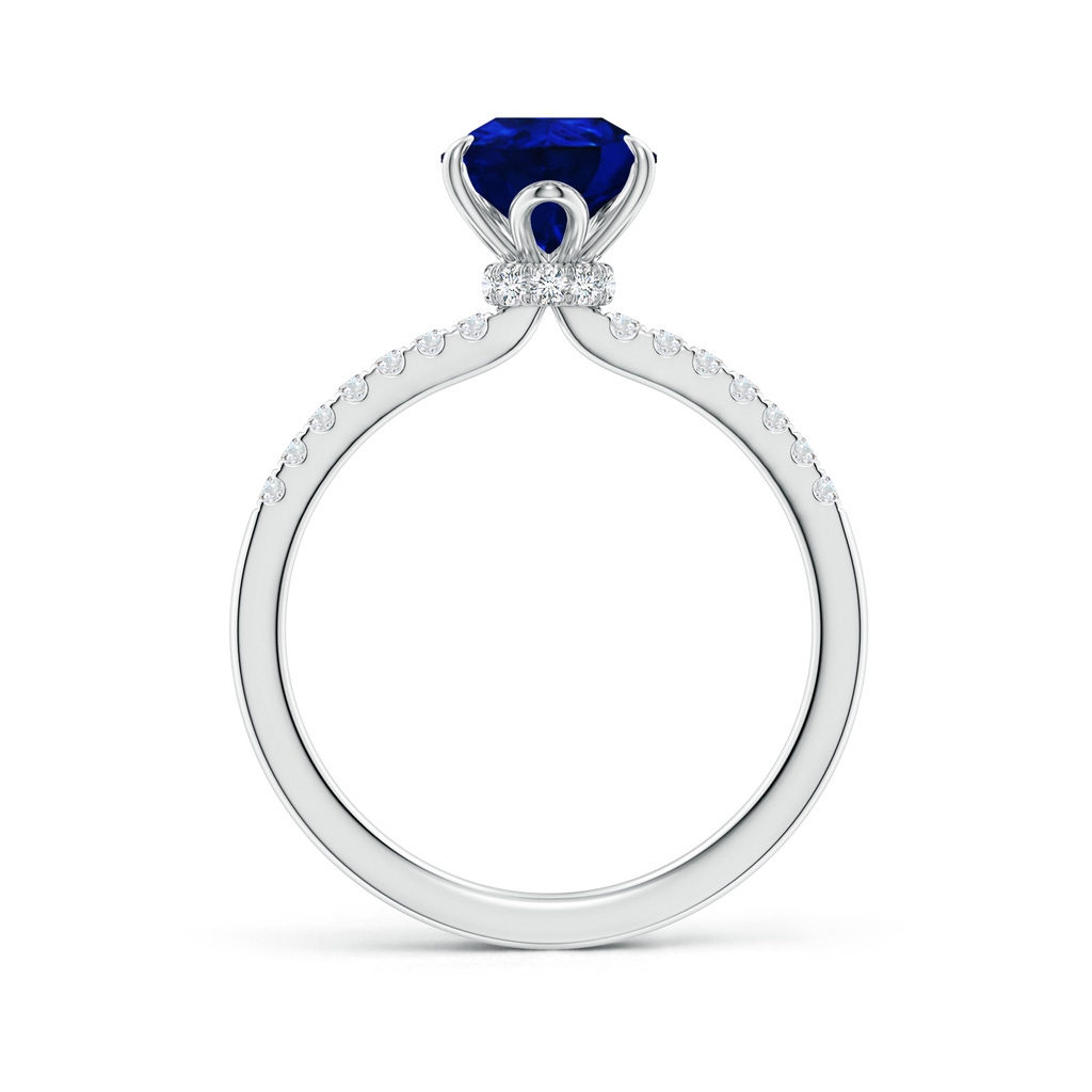 9x7mm Lab-Grown Pear-Shaped Blue Sapphire Hidden Halo Engagement Ring in White Gold - side 199